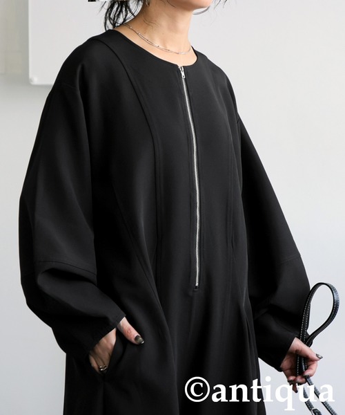 antiqua(アンティカ)の「ジップワンピース(ワンピース・レディース・ブラック/ブルーグリーン・P/R)」の7枚目の写真