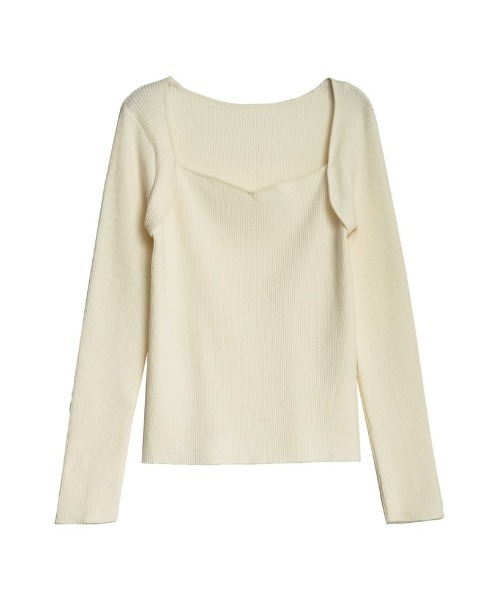 Re:EDIT(リエディ)の「ハートネックニットトップス(ニット/セーター・レディース・ダークブラウン/ブラック/アイボリー/カーキ/チャコールグレー/イエロー/グリーン・MEDIUM/LARGE)」の15枚目の写真