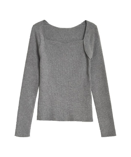 Re:EDIT(リエディ)の「ハートネックニットトップス(ニット/セーター・レディース・ダークブラウン/ブラック/アイボリー/カーキ/チャコールグレー/イエロー/グリーン・MEDIUM/LARGE)」の16枚目の写真