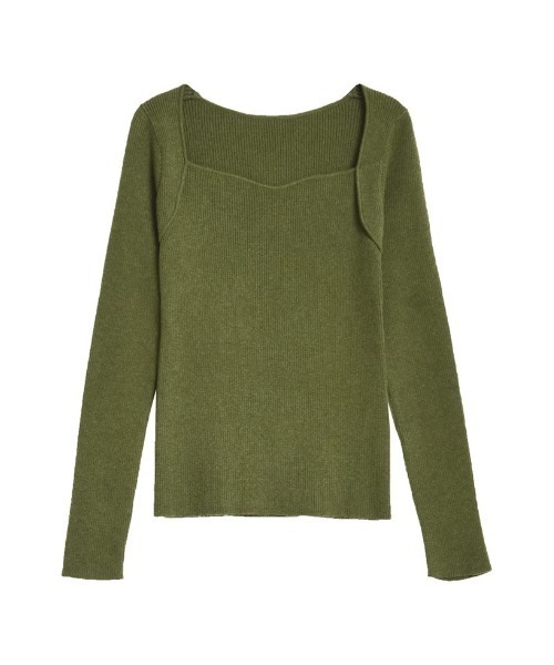 Re:EDIT(リエディ)の「ハートネックニットトップス(ニット/セーター・レディース・ダークブラウン/ブラック/アイボリー/カーキ/チャコールグレー/イエロー/グリーン・MEDIUM/LARGE)」の18枚目の写真