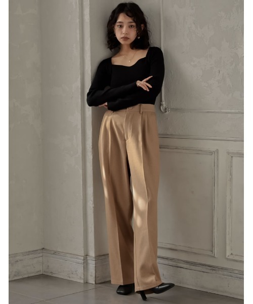 Re:EDIT(リエディ)の「ハートネックニットトップス(ニット/セーター・レディース・ダークブラウン/ブラック/アイボリー/カーキ/チャコールグレー/イエロー/グリーン・MEDIUM/LARGE)」の10枚目の写真