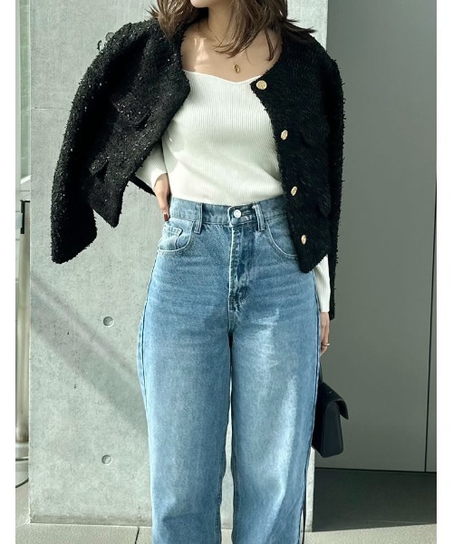 Re:EDIT(リエディ)の「ハートネックニットトップス(ニット/セーター・レディース・ダークブラウン/ブラック/アイボリー/カーキ/チャコールグレー/イエロー/グリーン・MEDIUM/LARGE)」の22枚目の写真