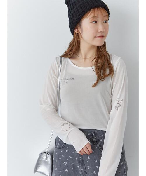 ehka sopo(エヘカソポ)の「プリントシアーカットソー(Tシャツ/カットソー・レディース・キナリ/ピンク/サックスブルー・F)」の2枚目の写真