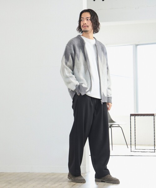 B:MING by BEAMS（ビーミングバイビームス）の「5ゲージ ジャカード フルジップ ニット（ニット/セーター・メンズ・グレー/ブラウン・S/M/L/XL）」の4枚目の写真