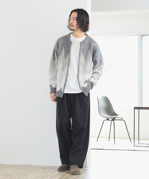 B:MING by BEAMS（ビーミングバイビームス）の「5ゲージ ジャカード フルジップ ニット（ニット/セーター・メンズ・グレー/ブラウン・S/M/L/XL）」の5枚目の写真