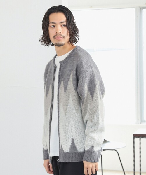 B:MING by BEAMS（ビーミングバイビームス）の「5ゲージ ジャカード フルジップ ニット（ニット/セーター・メンズ・グレー/ブラウン・S/M/L/XL）」の6枚目の写真