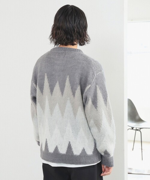 B:MING by BEAMS（ビーミングバイビームス）の「5ゲージ ジャカード フルジップ ニット（ニット/セーター・メンズ・グレー/ブラウン・S/M/L/XL）」の8枚目の写真