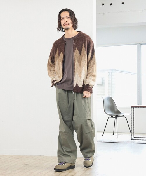 B:MING by BEAMS（ビーミングバイビームス）の「5ゲージ ジャカード フルジップ ニット（ニット/セーター・メンズ・グレー/ブラウン・S/M/L/XL）」の9枚目の写真