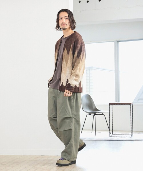 B:MING by BEAMS（ビーミングバイビームス）の「5ゲージ ジャカード フルジップ ニット（ニット/セーター・メンズ・グレー/ブラウン・S/M/L/XL）」の10枚目の写真