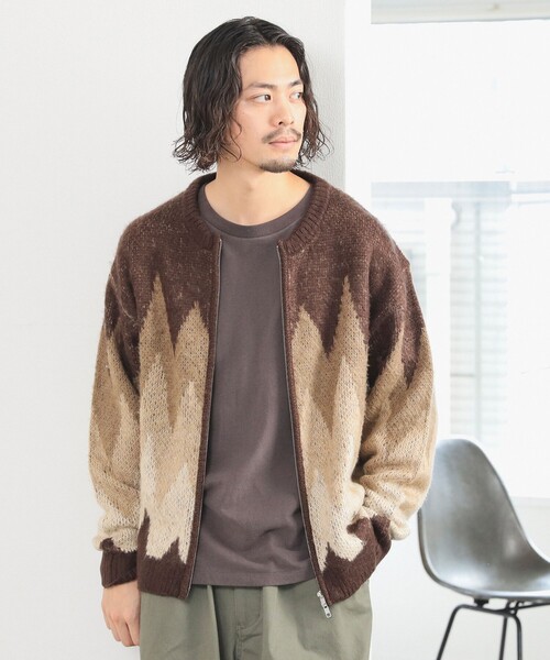 B:MING by BEAMS（ビーミングバイビームス）の「5ゲージ ジャカード フルジップ ニット（ニット/セーター・メンズ・グレー/ブラウン・S/M/L/XL）」の11枚目の写真