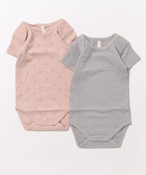 Quincy Mae Ribbed Bodysuit 2 Pack in Mauve/Blossom main image 1