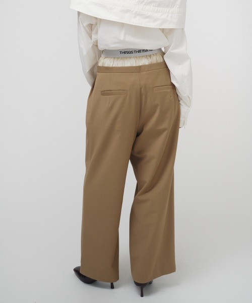 THINGS THAT MATTER（シングス ザット マター）の「T/W LAYERED PANTS/ TWレイヤードパンツ（スラックス・レディース・ブラック/ベージュ/ストライプ・1/2）」の8枚目の写真