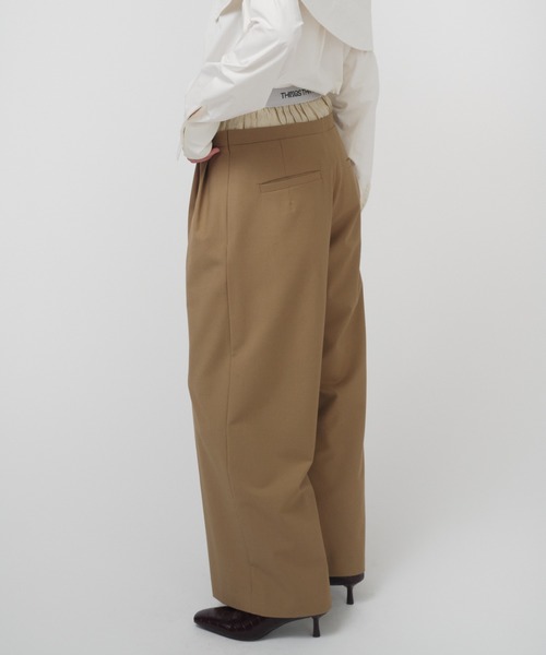 THINGS THAT MATTER（シングス ザット マター）の「T/W LAYERED PANTS/ TWレイヤードパンツ（スラックス・レディース・ブラック/ベージュ/ストライプ・1/2）」の9枚目の写真