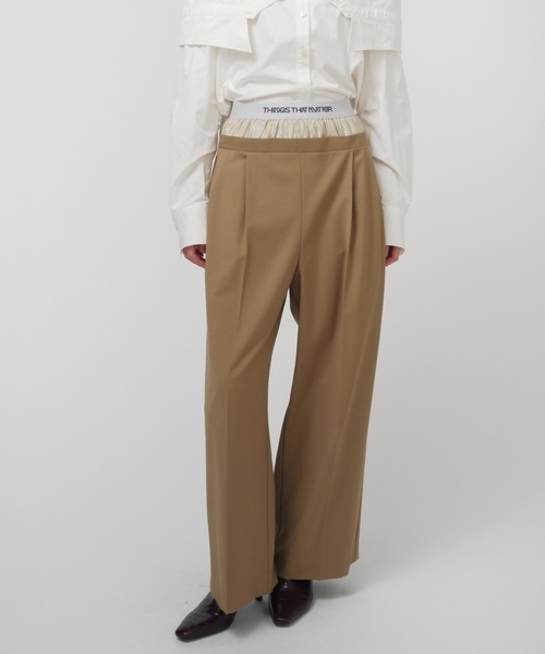THINGS THAT MATTER（シングス ザット マター）の「T/W LAYERED PANTS/ TWレイヤードパンツ（スラックス・レディース・ブラック/ベージュ/ストライプ・1/2）」の7枚目の写真