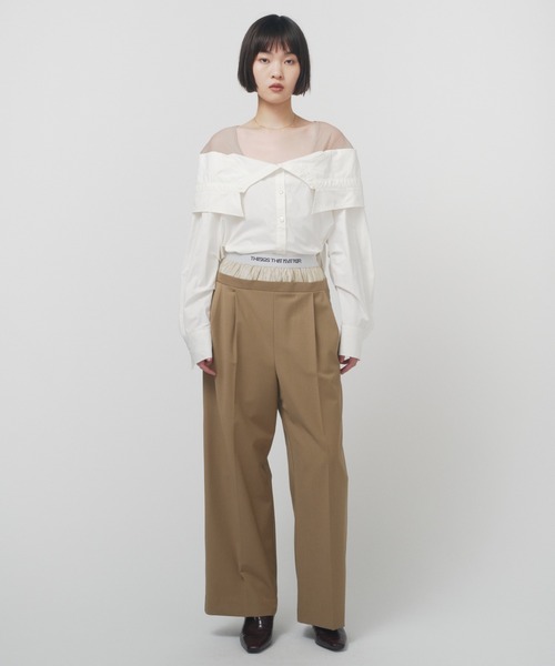 THINGS THAT MATTER（シングス ザット マター）の「T/W LAYERED PANTS/ TWレイヤードパンツ（スラックス・レディース・ブラック/ベージュ/ストライプ・1/2）」の10枚目の写真