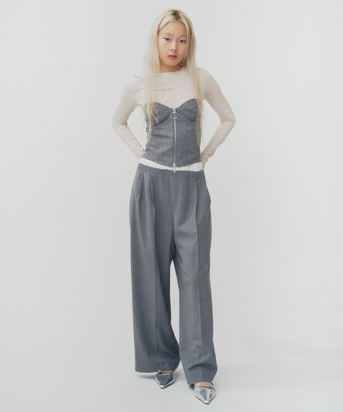 THINGS THAT MATTER（シングス ザット マター）の「T/W LAYERED PANTS/ TWレイヤードパンツ（スラックス・レディース・ブラック/ベージュ/ストライプ・1/2）」の13枚目の写真