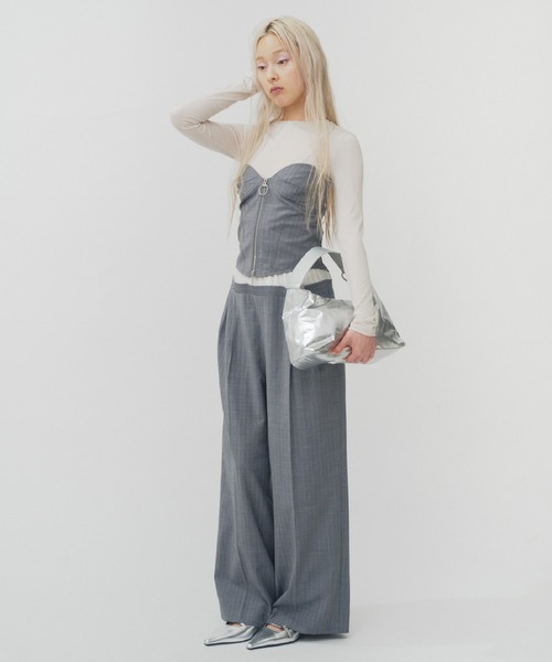 THINGS THAT MATTER（シングス ザット マター）の「T/W LAYERED PANTS/ TWレイヤードパンツ（スラックス・レディース・ブラック/ベージュ/ストライプ・1/2）」の12枚目の写真