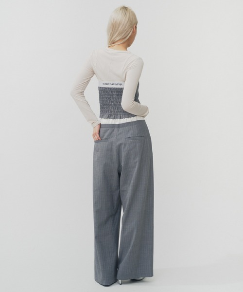 THINGS THAT MATTER（シングス ザット マター）の「T/W LAYERED PANTS/ TWレイヤードパンツ（スラックス・レディース・ブラック/ベージュ/ストライプ・1/2）」の11枚目の写真