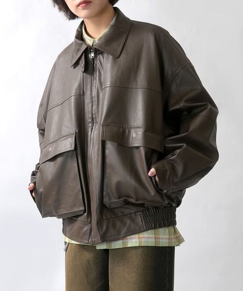 d*9様 VALENTINO レザージャケット ヴィンテージ 古着 A-2 Vintage-like synthetic leather A-2 jacket/ヴィンテージライク