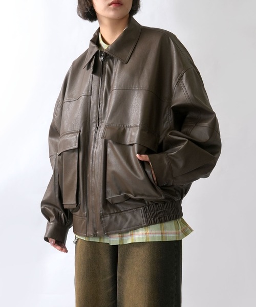 Vintage-like synthetic leather A-2 jacket/ヴィンテージライク