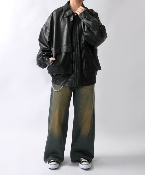 Vintage-like synthetic leather A-2 jacket/ヴィンテージライク