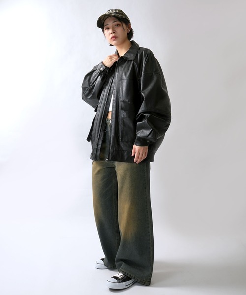 Vintage-like synthetic leather A-2 jacket/ヴィンテージライク