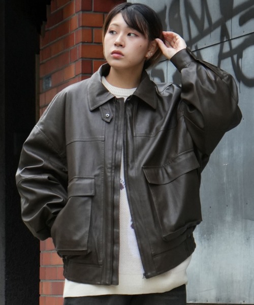 Starting Over（スターティングオーバー）の「Vintage-like synthetic leather A-2 jacket/ヴィンテージライク PU レザー A-2 フライトジャケット（ブルゾン・メンズ・ブラウン/ブラック・M/L/XL）」の20枚目の写真