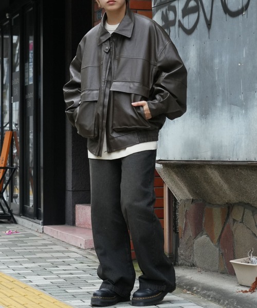vintage A-2レザージャケット Vintage-like synthetic leather A-2 jacket/ヴィンテージライク