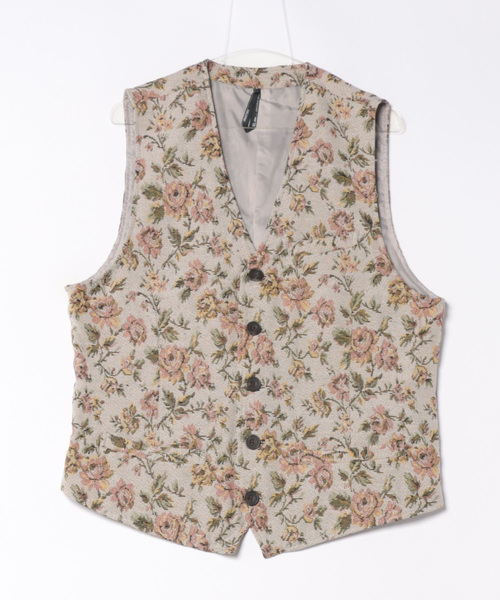 即完♡希少♡ LOEFF ワタスゲ ジャカード ベスト フラワー 花柄 ジレ UNITED ARROWS - 希少！LOEFF ワタスゲ ジャカード ベスト