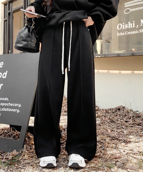セール】【選べる2タイプ・丈感】ピンタックワイドパンツ（その他