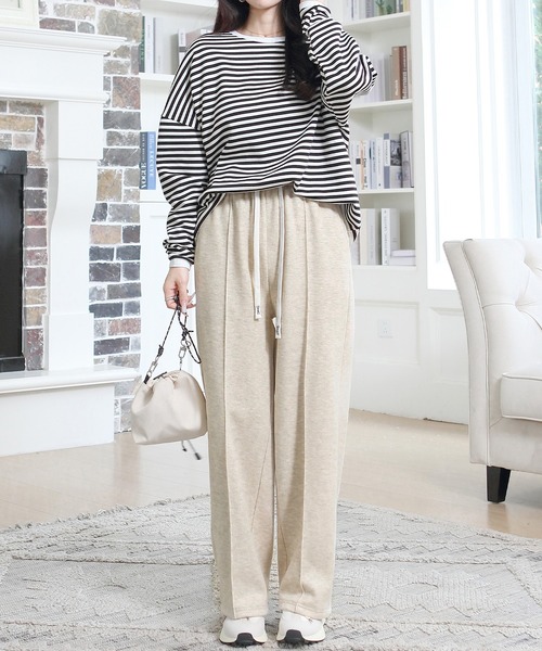 選べる2タイプ・丈感】ピンタックワイドパンツ（その他パンツ）｜by