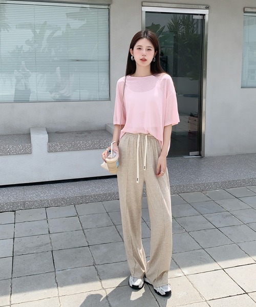 セール】【選べる2タイプ・丈感】ピンタックワイドパンツ（その他