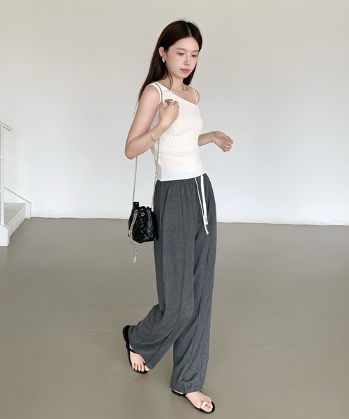 セール】【選べる2タイプ・丈感】ピンタックワイドパンツ（その他