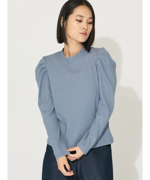 MIDIUMISOLID（ミディウミソリッド）の「MIDIUMISOLID for Ladies パワーショルダーリブプルオーバー（Tシャツ/カットソー・レディース・オフホワイト/ブラック/ライトブルー・FREE）」の2枚目の写真