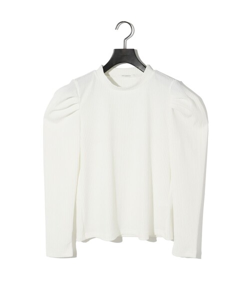 MIDIUMISOLID（ミディウミソリッド）の「MIDIUMISOLID for Ladies パワーショルダーリブプルオーバー（Tシャツ/カットソー・レディース・オフホワイト/ブラック/ライトブルー・FREE）」の4枚目の写真