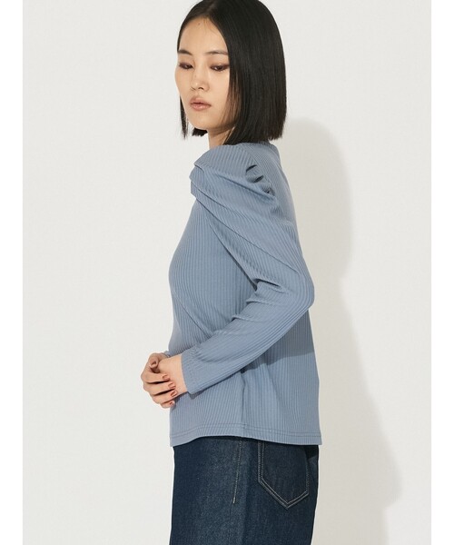 MIDIUMISOLID（ミディウミソリッド）の「MIDIUMISOLID for Ladies パワーショルダーリブプルオーバー（Tシャツ/カットソー・レディース・オフホワイト/ブラック/ライトブルー・FREE）」の10枚目の写真
