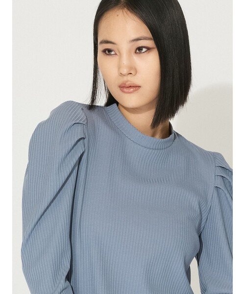MIDIUMISOLID（ミディウミソリッド）の「MIDIUMISOLID for Ladies パワーショルダーリブプルオーバー（Tシャツ/カットソー・レディース・オフホワイト/ブラック/ライトブルー・FREE）」の12枚目の写真