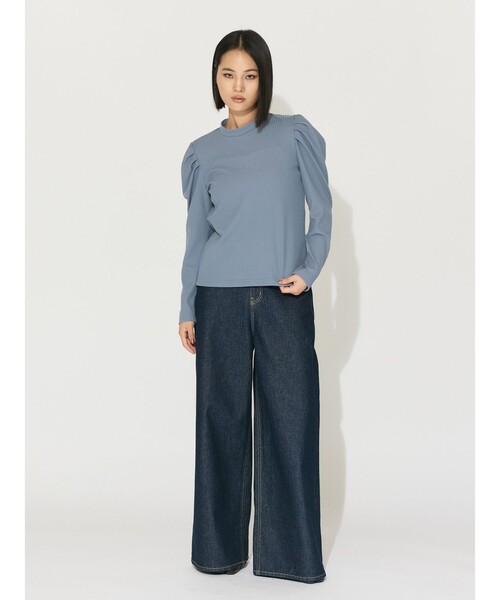 MIDIUMISOLID（ミディウミソリッド）の「MIDIUMISOLID for Ladies パワーショルダーリブプルオーバー（Tシャツ/カットソー・レディース・オフホワイト/ブラック/ライトブルー・FREE）」の13枚目の写真
