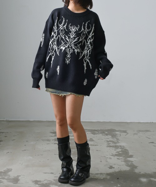 A'GEM/9 × .kom 『ARULE/アルール』ダメージデザインニット（ニット/セーター）｜ARULE（アリュール）