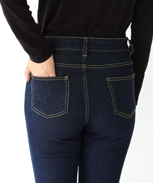 e-zakkamania stores(イーザッカマニアストアーズ)の「ウエストボタン ストレッチスキニー デニムパンツ(デニムパンツ・レディース・ブラック系/ネイビー/ブルー/ライトブルー・L/M/LL/S)」の12枚目の写真