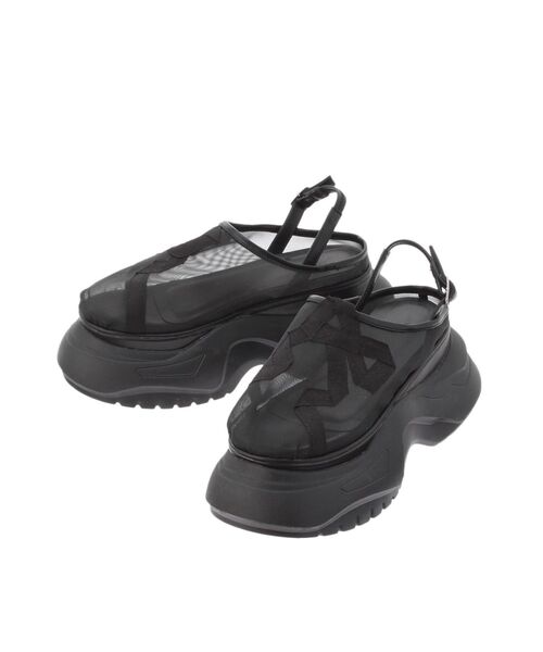 merry jenny（メリージェニー）の「RIBBON mesh sabot（スニーカー・レディース・ブラック/ボルドー・MEDIUM/LARGE）」の2枚目の写真