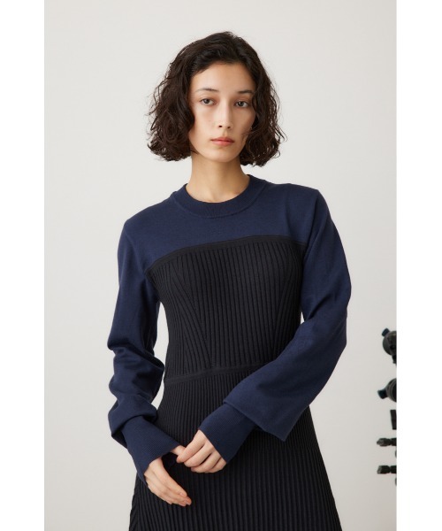 crie conforto(クリーコンフォルト)の「バイカラービスチェドッキングニットワンピ 冬服(ワンピース・レディース・ブラック/カーキ/グレー・SMALL/MEDIUM)」の5枚目の写真