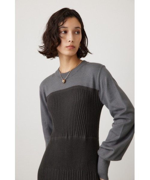 crie conforto(クリーコンフォルト)の「バイカラービスチェドッキングニットワンピ 冬服(ワンピース・レディース・ブラック/カーキ/グレー・SMALL/MEDIUM)」の16枚目の写真