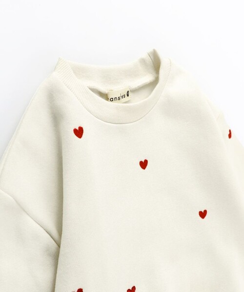 BRANSHES(ブランシェス)の「【あったか】ハート刺繍裏起毛トレーナー(スウェット・キッズ・ベージュ/ピンク/アイボリー・90/80/110/120/100/140/130/150)」の5枚目の写真