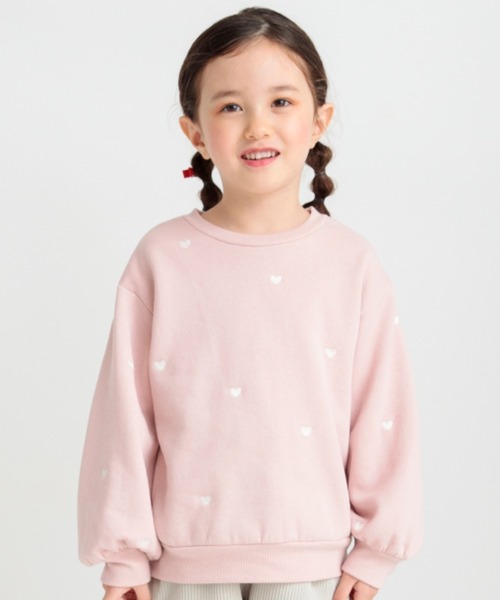 BRANSHES(ブランシェス)の「【あったか】ハート刺繍裏起毛トレーナー(スウェット・キッズ・ベージュ/ピンク/アイボリー・90/80/110/120/100/140/130/150)」の3枚目の写真