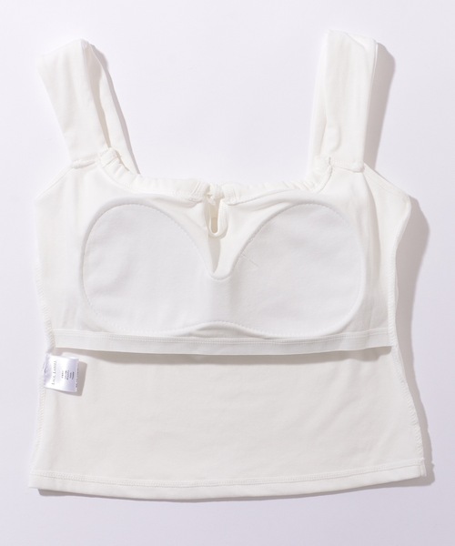 Lace Ladies（レースレディース）の「2WAY フロント リボン スクエア ネック カップ付き タンクトップ（タンクトップ・レディース・グレー/ブラック/ホワイト/ブラウン・FREE）」の7枚目の写真