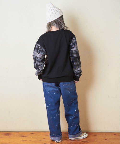 【セール】スウェット×ジャガードクルーネックプルオーバー（スウェット）｜CUBE SUGAR（キューブシュガー）