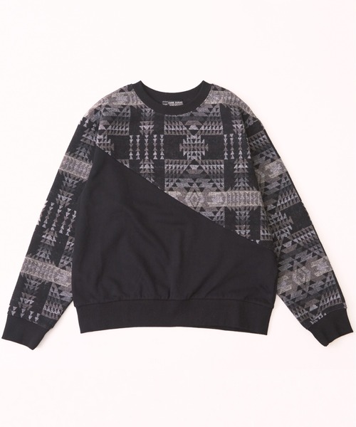 【セール】スウェット×ジャガードクルーネックプルオーバー（スウェット）｜CUBE SUGAR（キューブシュガー）