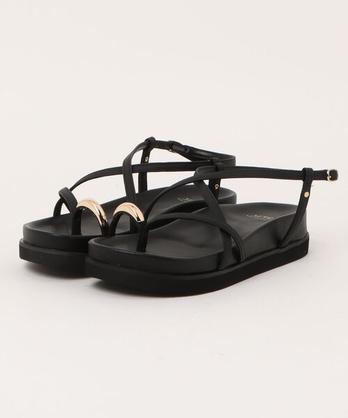 Q（キュー）の「サムリングメタルサンダル（サンダル・レディース・ブラック/ブラウン・24.5/23.5）」の4枚目の写真