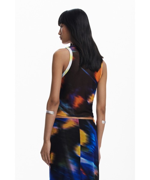 Desigual（デシグアル）の「TSBUTTERFLYLACROIX サンセットブラー クロップドタンク（Tシャツ/カットソー・レディース・マルチ・XL/S/M/L/XS）」の2枚目の写真